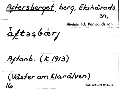 Bild på arkivkortet för arkivposten Aftersberget