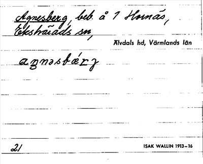 Bild på arkivkortet för arkivposten Agnesberg