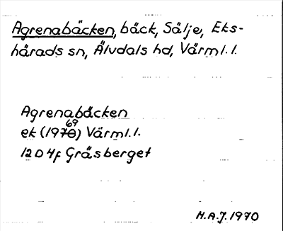 Bild på arkivkortet för arkivposten Agrenabäcken