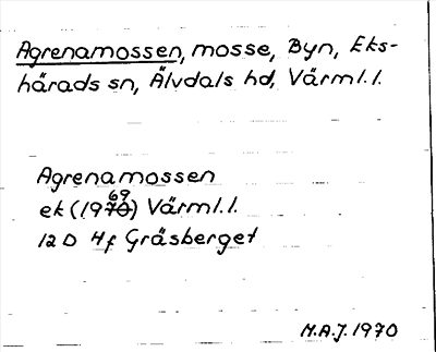 Bild på arkivkortet för arkivposten Agrenamossen