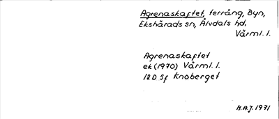 Bild på arkivkortet för arkivposten Agrenaskaftet