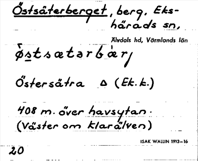 Bild på arkivkortet för arkivposten Östsäterberget