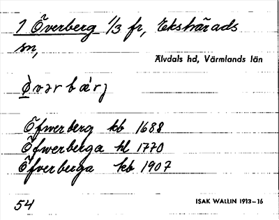 Bild på arkivkortet för arkivposten Överberg