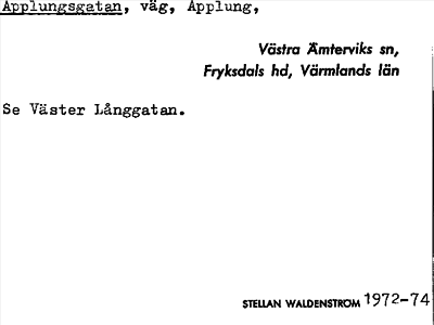 Bild på arkivkortet för arkivposten Applungsgatan