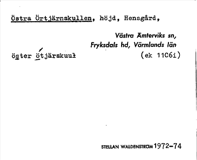 Bild på arkivkortet för arkivposten Östra Örtjärnskullen
