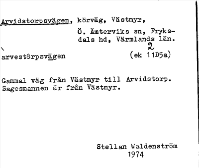 Bild på arkivkortet för arkivposten Arvidstorpsvägen