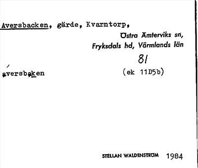 Bild på arkivkortet för arkivposten Aversbacken