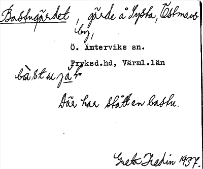 Bild på arkivkortet för arkivposten Bastugärdet