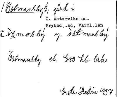 Bild på arkivkortet för arkivposten Östmansby