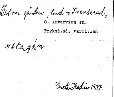 Bild på arkivkortet för arkivposten Östom gården