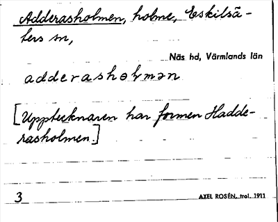 Bild på arkivkortet för arkivposten Adderasholmen