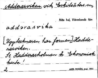 Bild på arkivkortet för arkivposten Adderasviken