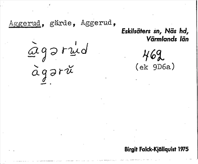 Bild på arkivkortet för arkivposten Aggerud