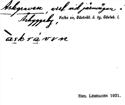 Bild på arkivkortet för arkivposten Askgraven