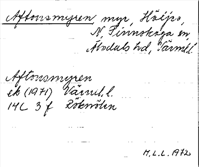 Bild på arkivkortet för arkivposten Aftonsmyren