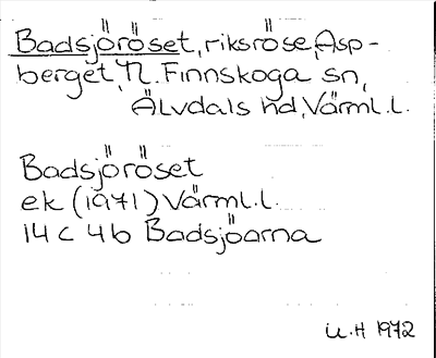 Bild på arkivkortet för arkivposten Badsjöröset