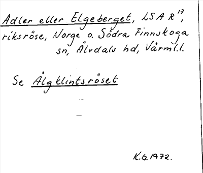 Bild på arkivkortet för arkivposten Adler eller Elgeberget, se Älgklintsröset