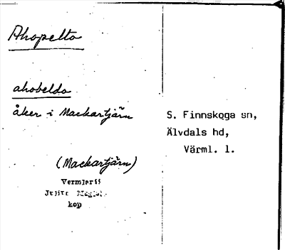 Bild på arkivkortet för arkivposten Ahopelto