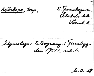 Bild på arkivkortet för arkivposten Ahådårpa