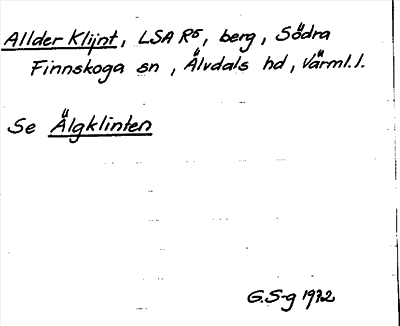 Bild på arkivkortet för arkivposten Allder Klijnt, se Älgklinten