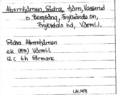 Bild på arkivkortet för arkivposten Aborrtjärnen, Södra