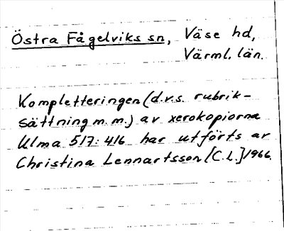 Bild på arkivkortet för arkivposten Östra Fågelviks socken