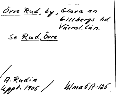Bild på arkivkortet för arkivposten Övre Rud, se Rud, Övre