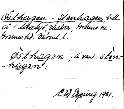 Bild på arkivkortet för arkivposten Östhagen = Stenhagen