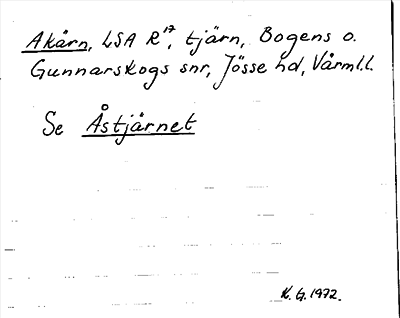 Bild på arkivkortet för arkivposten Akärn, se Åstjärnet