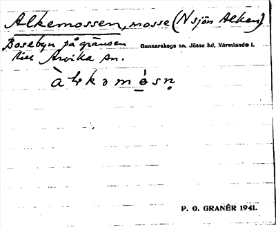 Bild på arkivkortet för arkivposten Alkemossen