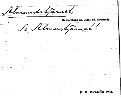 Bild på arkivkortet för arkivposten Almundstjärnet, se Almustjärnet