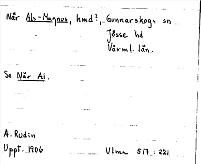 Bild på arkivkortet för arkivposten Als-Magnus, se När Al