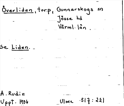 Bild på arkivkortet för arkivposten Överliden, se Liden