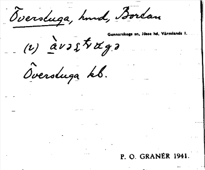 Bild på arkivkortet för arkivposten Överstuga