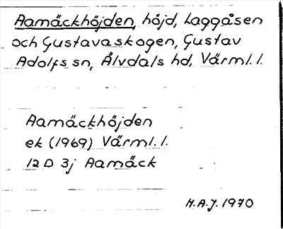 Bild på arkivkortet för arkivposten Aamäckhöjden