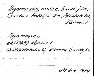 Bild på arkivkortet för arkivposten Agnmossen