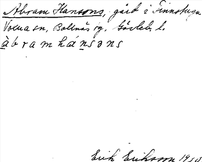 Bild på arkivkortet för arkivposten Abram Hanssons