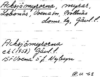 Bild på arkivkortet för arkivposten Acksjömyrorna