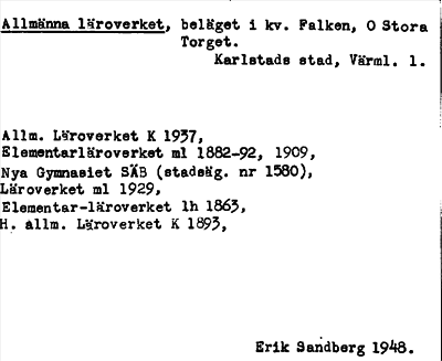 Bild på arkivkortet för arkivposten Allmänna läroverket
