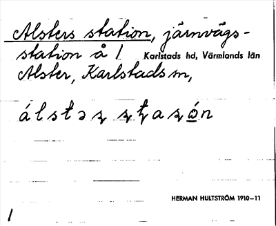 Bild på arkivkortet för arkivposten Alsters station