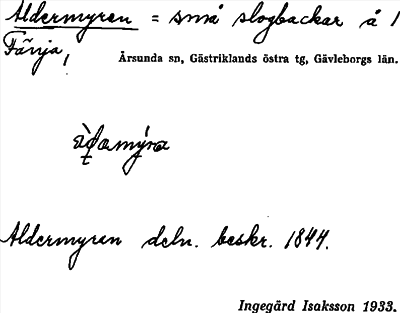 Bild på arkivkortet för arkivposten Aldermyren
