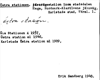 Bild på arkivkortet för arkivposten Östra stationen