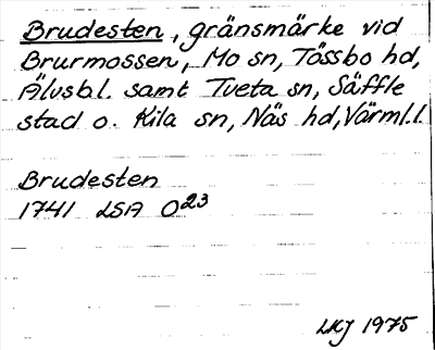 Bild på arkivkortet för arkivposten Brudesten