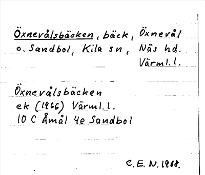 Bild på arkivkortet för arkivposten Öxnevålsbäcken
