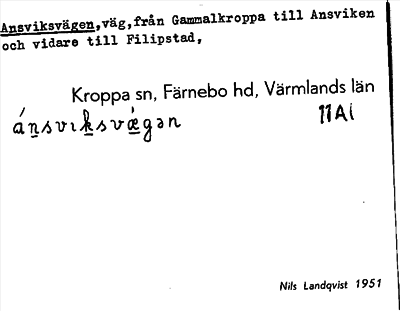 Bild på arkivkortet för arkivposten Ansviksvägen