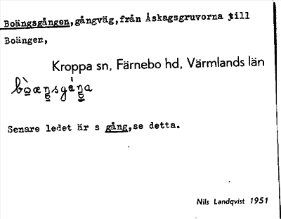 Bild på arkivkortet för arkivposten Boängsgången