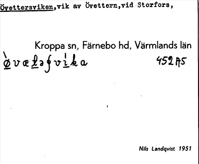 Bild på arkivkortet för arkivposten Övettersviken