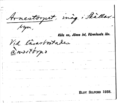 Bild på arkivkortet för arkivposten Arnestorpet