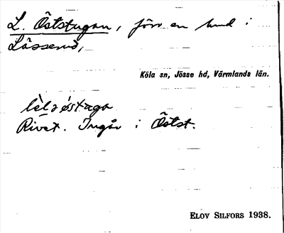 Bild på arkivkortet för arkivposten Öststugan, L.