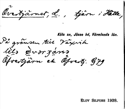 Bild på arkivkortet för arkivposten Övertjärnet, L.